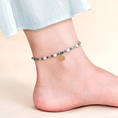 Bracelet de cheville en Apatite bleue perles d'eau douce Miyuki kaosix 4