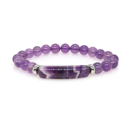 Bracelet en Améthyste Bande Courbe et Perles kaosix 1