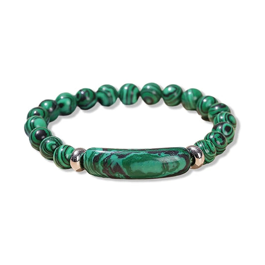 Bracelet en Malachite Bande Courbe et Perles kaosix 1
