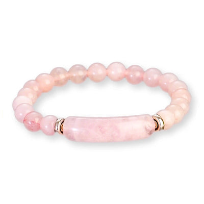 Bracelet Perles Aigue Marine Et Quartz Rose Sur Mesure - Fait Main Sans Fermoir - Neuf Sans Emballage