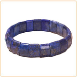 Bracelet pierres plates (plaquettes) Lapis Lazuli sur fond blanc Kaosix