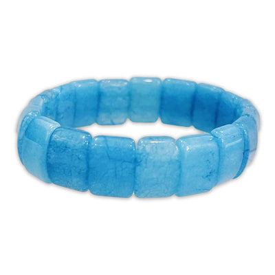 Bracelet pierres plates (plaquettes) aigue marine sur fond blanc Kaosix