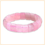 Bracelet pierres plates (plaquettes) quartz rose sur fond blanc Kaosix