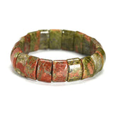Bracelet pierres plates (plaquettes) unakite sur fond blanc Kaosix