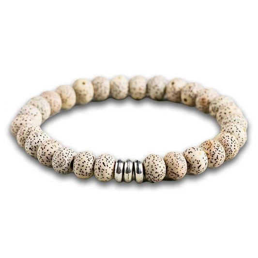 Bracelet tibétain graine de bodhi protection sur fond blanc Kaosix