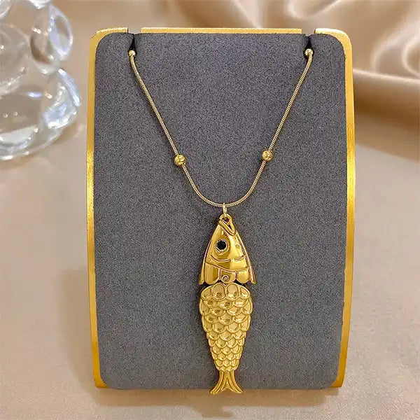 Collier Pendentif Carpe Koï Dorée Porte-Bonheur Élégant kaosix 2