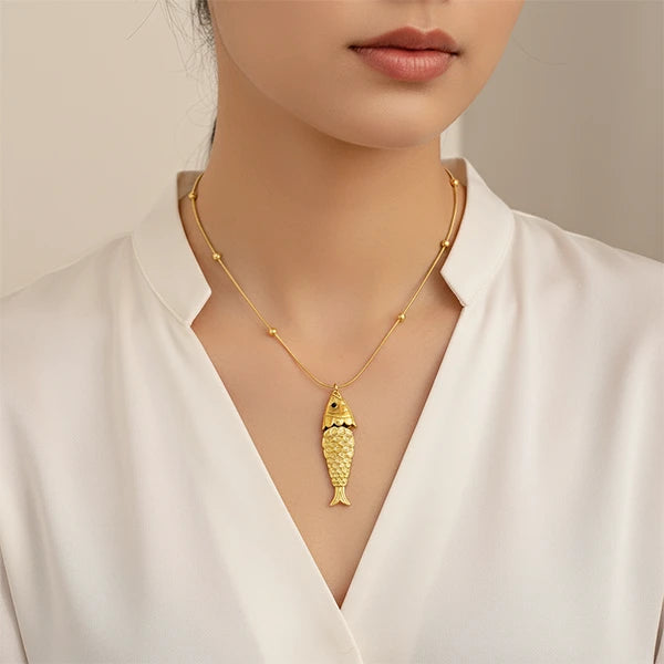 Collier Pendentif Carpe Koï Dorée Porte-Bonheur Élégant kaosix 6