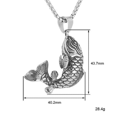 Collier Pendentif Carpe Koï en Acier Force et Transformation kaosix 5