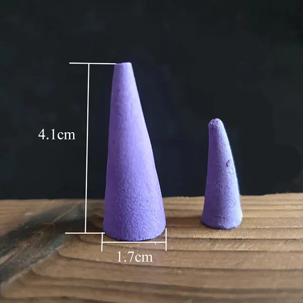 Cônes d’encens - Sachet de 20 pièces, parfums variés Lavende dimension hauteur kaosix