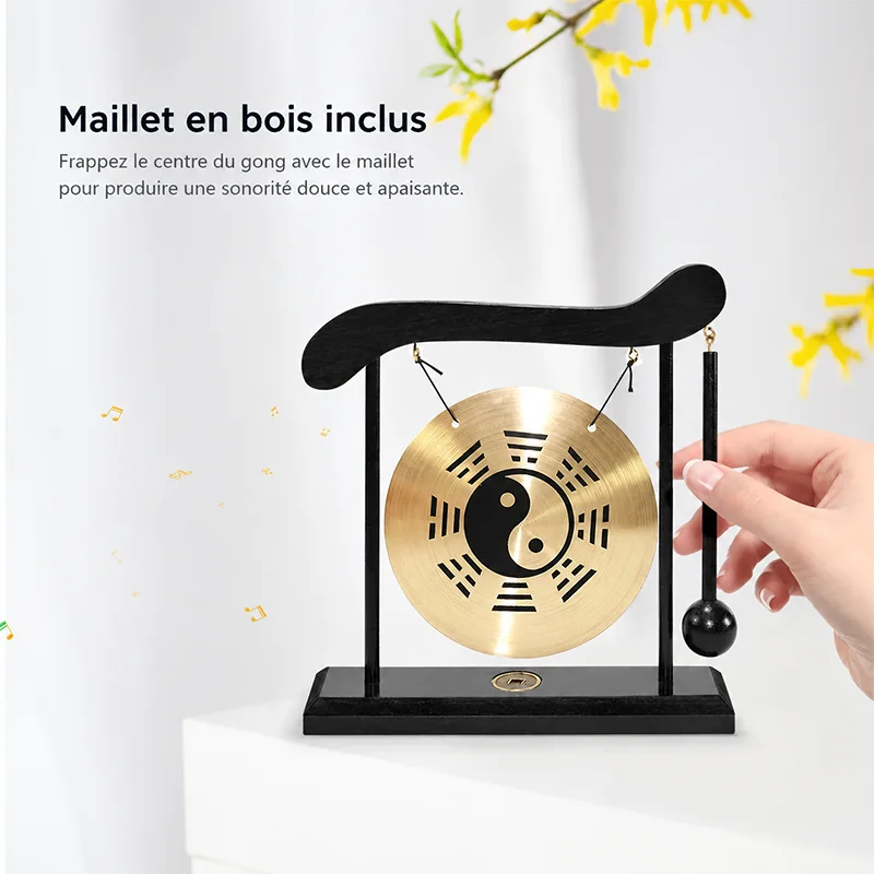 Gong de Table Zen en Laiton & Portique Bois kaosix