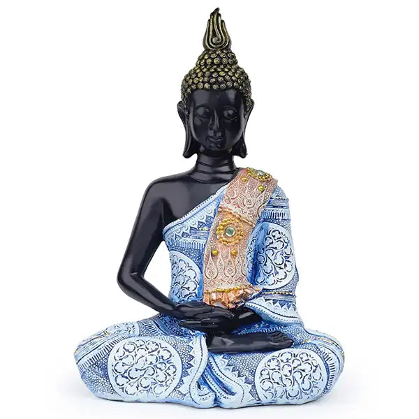 Grande Statue Bouddha Protection & Méditation 34cm bleu Dhyāna Mudrā kaosix 5