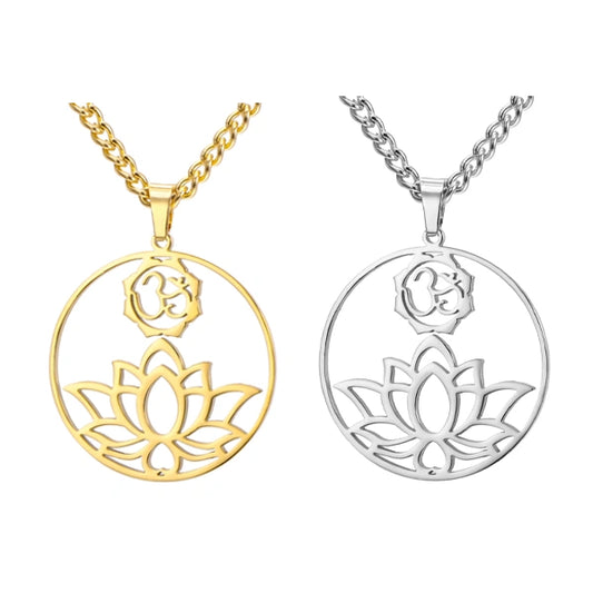 Pendentif Fleur de Lotus OM Collier Spirituel pour Méditation kaosix 1