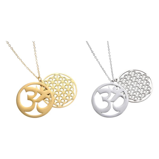Pendentif Fleur de Vie OM Collier Double Symbole Spirituel kaosix 1