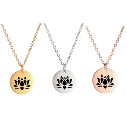 Pendentif Médaille Fleur de Lotus Collier Spirituel en Or, Argent & Or Rose 1