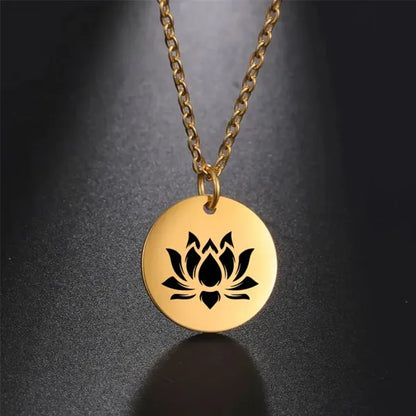 Pendentif Médaille Fleur de Lotus Collier Spirituel en Or, Argent & Or Rose 5