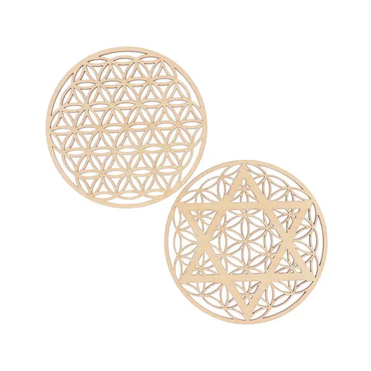 Petits Supports en Bois de Géométrie Sacrée pour Recharger vos Pierres (10 cm) kaosix 1