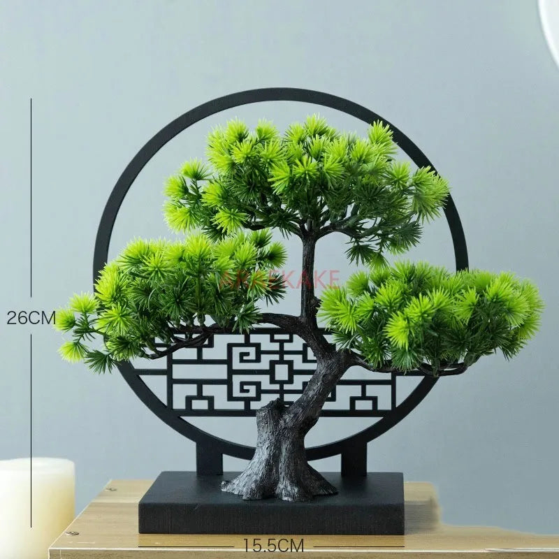 Bonsaï Artificiel Zen avec Cadre Feng Shui Sculpture Décorative d'Intérieur kaosix