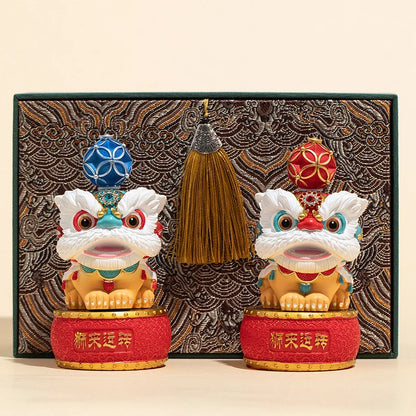 Statuettes Lions Gardiens Feng Shui en Résine & Tambour Kaosix 6
