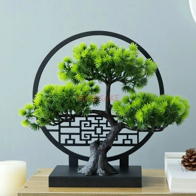 Bonsaï Artificiel Zen avec Cadre Feng Shui Sculpture Décorative d'Intérieur kaosix