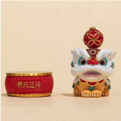 Statuettes Lions Gardiens Feng Shui en Résine & Tambour Kaosix 8