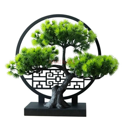 Bonsaï Artificiel Zen avec Cadre Feng Shui Sculpture Décorative d'Intérieur kaosix