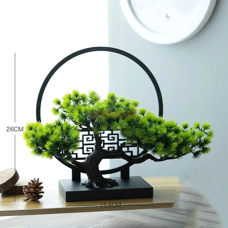 Bonsaï Artificiel Zen avec Cadre Feng Shui Sculpture Décorative d'Intérieur kaosix