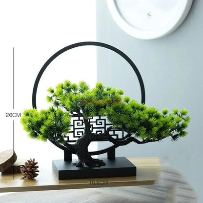 Bonsaï Artificiel Zen avec Cadre Feng Shui Sculpture Décorative d'Intérieur kaosix