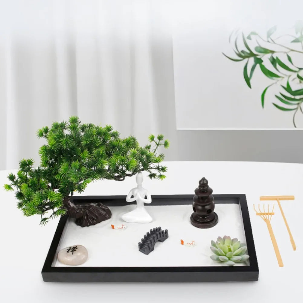 Jardin Zen d'Intérieur Statuette Bouddha et Bonsaï