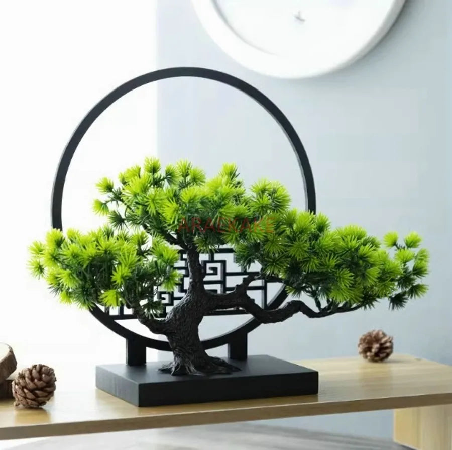 Bonsaï Artificiel Zen avec Cadre Feng Shui Sculpture Décorative d'Intérieur kaosix