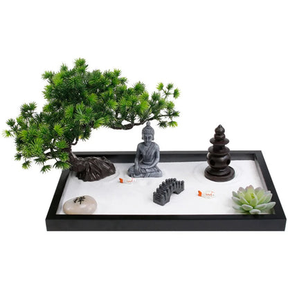 Jardin Zen d'Intérieur Statuette Bouddha et Bonsaï