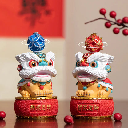 Statuettes Lions Gardiens Feng Shui en Résine & Tambour Kaosix 4