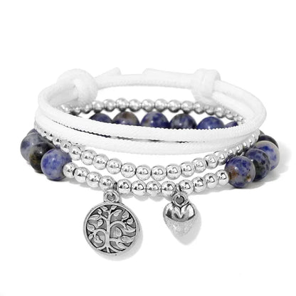 Set de 3 bracelets en pierre - Arbre de vie et cœur Sodalite variante kaosix