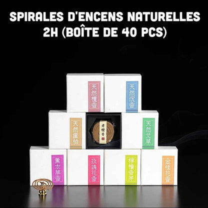 Spirales d'Encens Naturelles 2H (Boîte de 40 pcs)