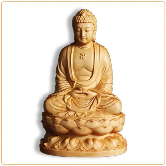 Statue Bouddha Assis Shakyamuni en Méditation sur fond blanc kaosix