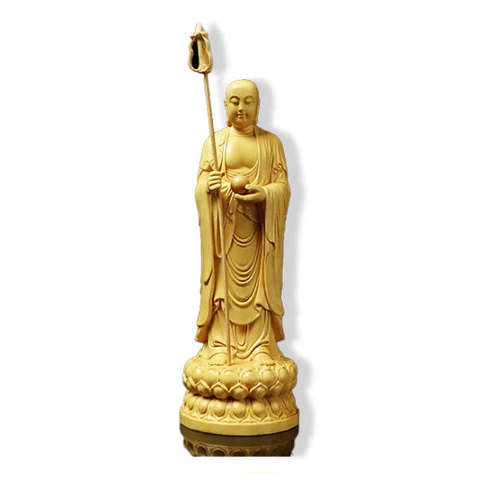 Statue Bouddha Debout Bodhisattva Kshitigarbha sur fond blanc kaosix