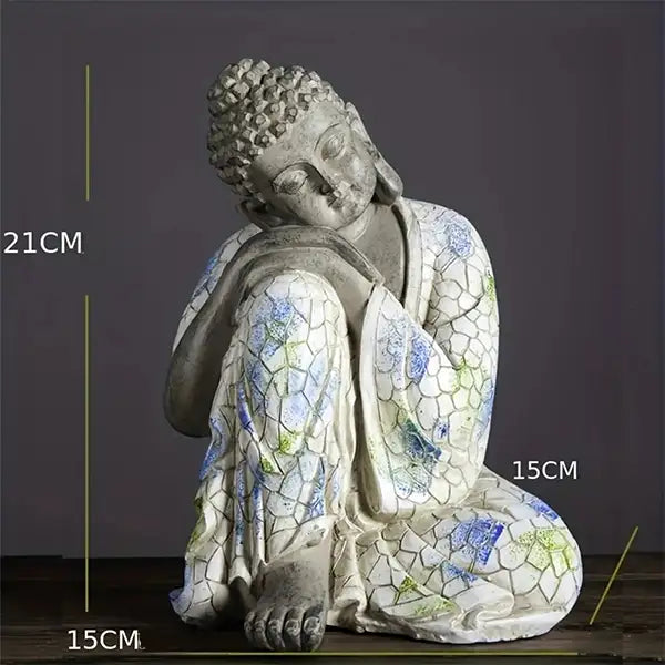 Statue Bouddha Dormant Décoration Zen Mosaïque Bleue et Blanche (21cm) kaosix 10