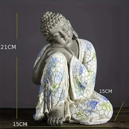Statue Bouddha Dormant Décoration Zen Mosaïque Bleue et Blanche (21cm) kaosix 10
