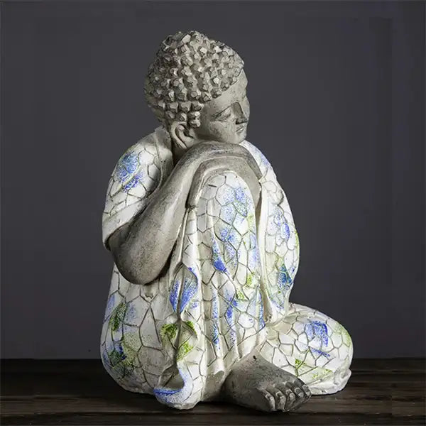 Statue Bouddha Dormant Décoration Zen Mosaïque Bleue et Blanche (21cm) kaosix 3