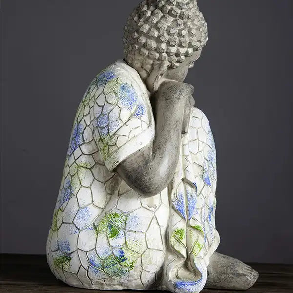 Statue Bouddha Dormant Décoration Zen Mosaïque Bleue et Blanche (21cm) kaosix 4