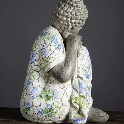 Statue Bouddha Dormant Décoration Zen Mosaïque Bleue et Blanche (21cm) kaosix 4