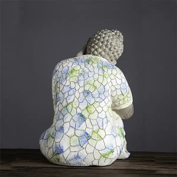 Statue Bouddha Dormant Décoration Zen Mosaïque Bleue et Blanche (21cm) kaosix 5