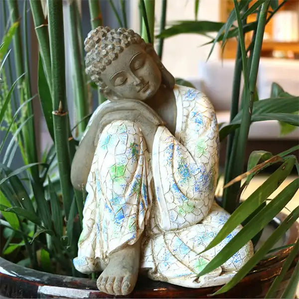 Statue Bouddha Dormant Décoration Zen Mosaïque Bleue et Blanche (21cm) kaosix 6