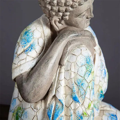 Statue Bouddha Dormant Décoration Zen Mosaïque Bleue et Blanche (21cm) kaosix 7