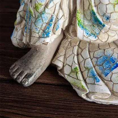 Statue Bouddha Dormant Décoration Zen Mosaïque Bleue et Blanche (21cm) kaosix 8