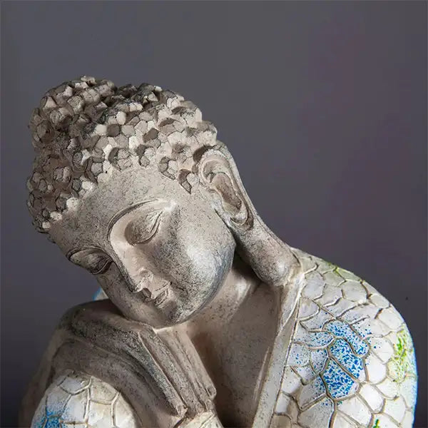 Statue Bouddha Dormant Décoration Zen Mosaïque Bleue et Blanche (21cm) kaosix 9