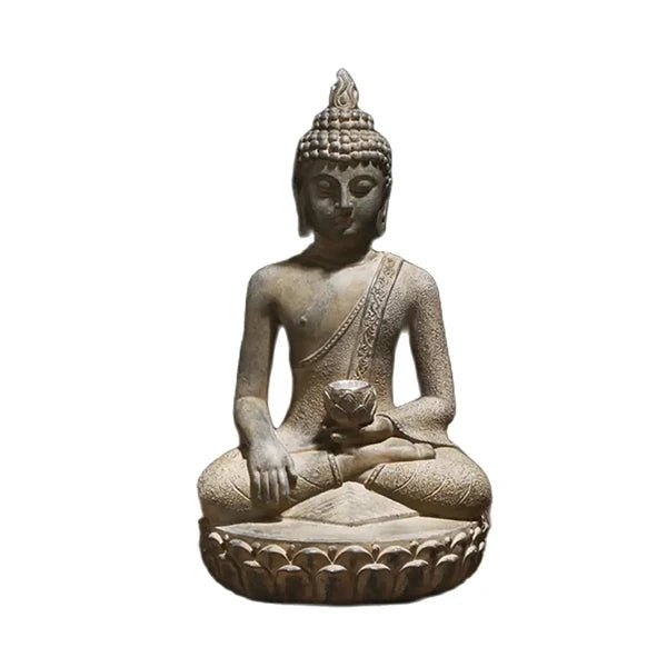 Statue Bouddha Solaire Méditation Décoration Zen Lumineuse pour Jardin 25cm kaosix 1