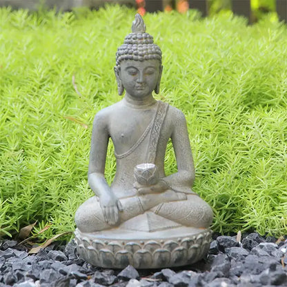 Statue Bouddha Solaire Méditation Décoration Zen Lumineuse pour Jardin 25cm kaosix 2