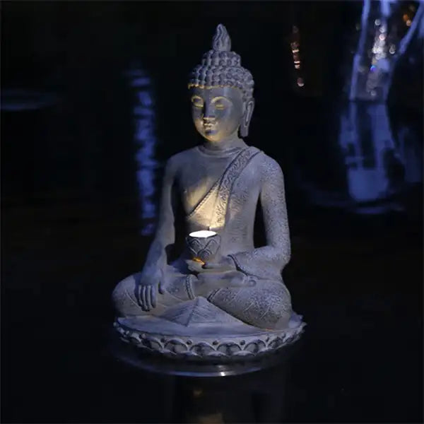 Statue Bouddha Solaire Méditation Décoration Zen Lumineuse pour Jardin 25cm kaosix 5