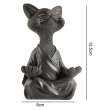 Statue Chat Bouddha Zen noire sur fond blanc Kaosix