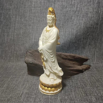 Statue Guanyin en Résine Blanche ou Dorée Déesse de la Compassion kaosix 3
